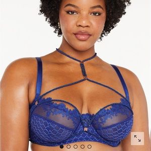 Goodnight Kiss body harness in blue by Savage x Fenty by Rihanna